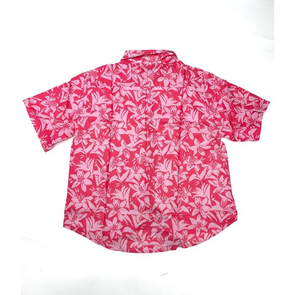 Charlie Holiday Hawaiian Summer Button Front Shirt Pink/ White Medium NWT - Picture 5 of 6